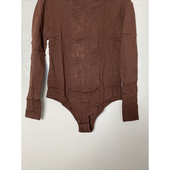 Fleece Bodysuit Size L Brown Women's Long Sleeve Jumpsuit Snaps - Picture 4 of 12